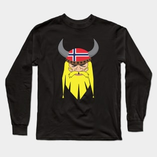 Norwegian viking with Norway flag Long Sleeve T-Shirt